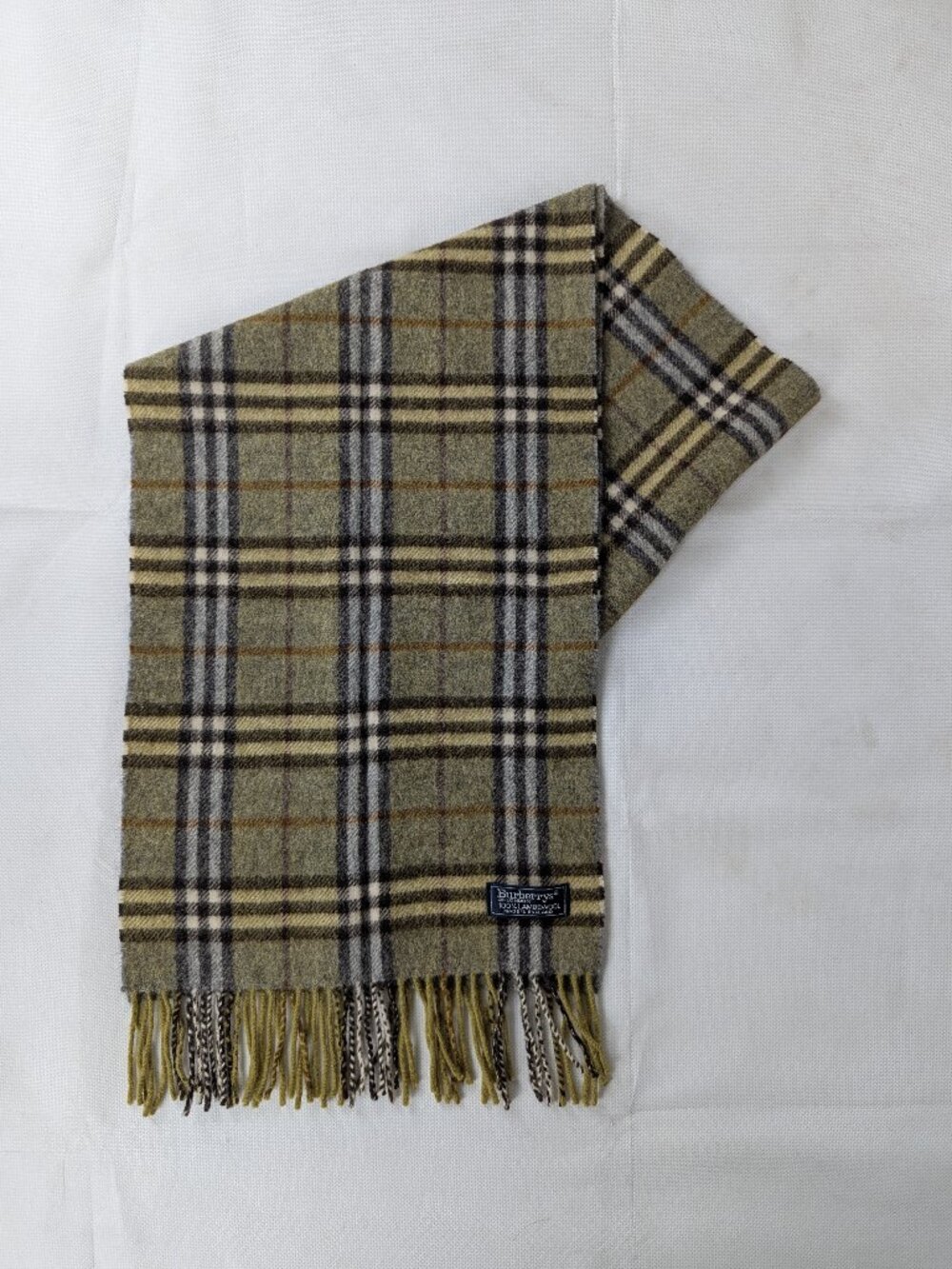 Authentic Burberry 100% Lambswool Nova Check Green Scarf Unisex